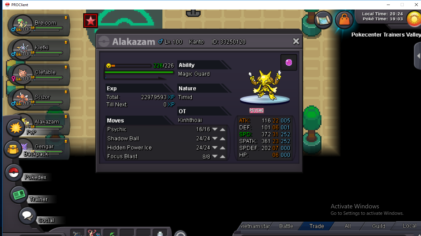 Alakazam Godly quirky nature - Selling Pokémon - Cross Server - Pokemon  Revolution Online