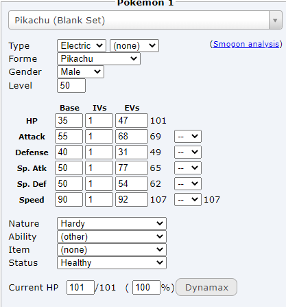 Summary Pokémon PokéOne - IVs, EVs, etc.