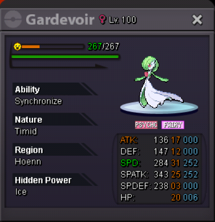 31 SPEED 25 SPATK TIMID H.P ICE GARDEVOIR [2 days Auction