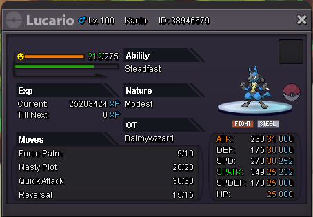 Pokemon Shiny lucario lv 100