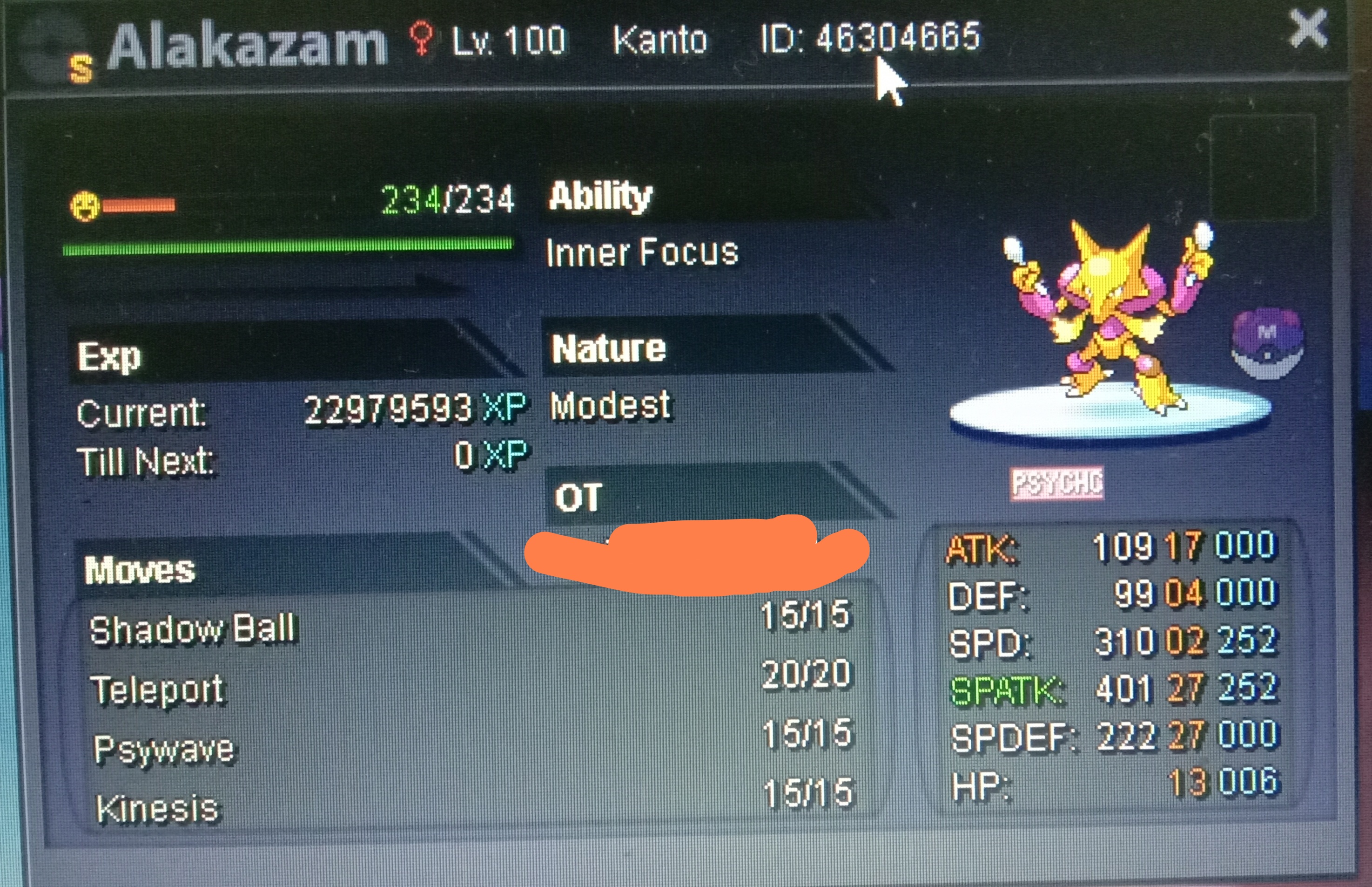 SELLING this shiny alakazam for 23k. the market number for it is