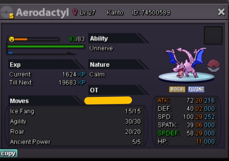 Shiny Aerodactyl Pokemon Trade Go